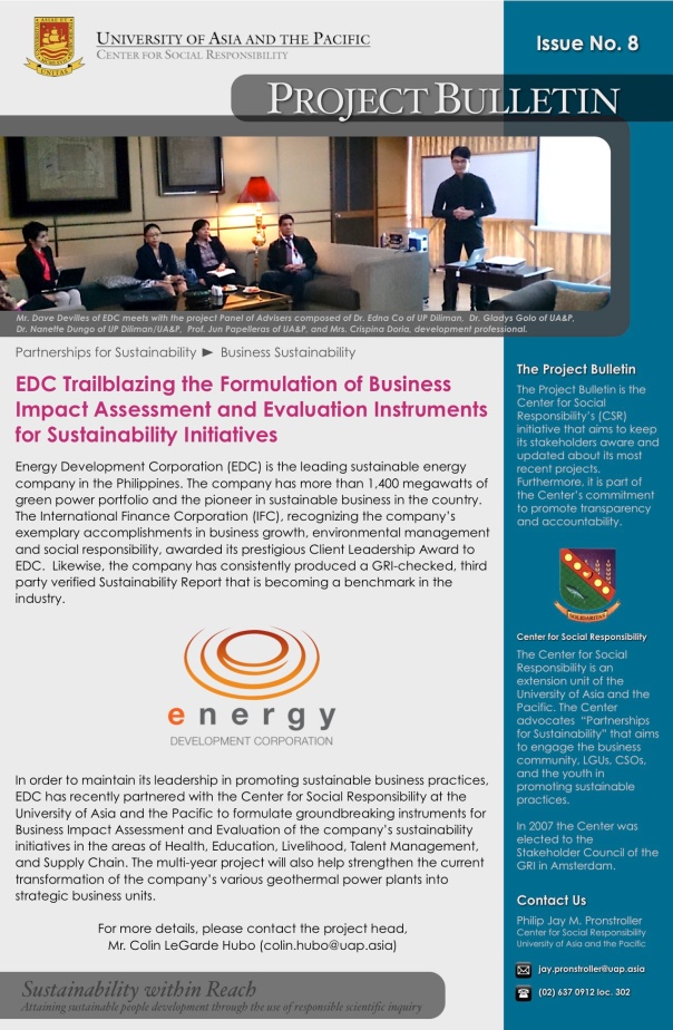 EDC Trailblazing the Formulation of Business Impact and Assessment Instruments for Sustainability Initiatives